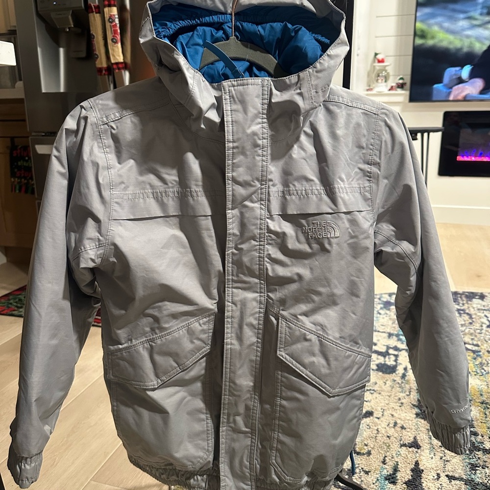 The North Face Kids Size 10-12 M  Gray Raincoat Pockets Hooded